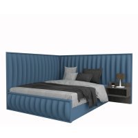 Pat Tapitat de Colt DIVINO 160 ST fara noptiere, Aura 12 Pat Tapitat de Colt DIVINO 160 ST fara noptiere, Aura 12